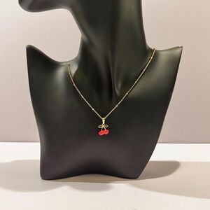 Gold Cherry Pendant Necklace